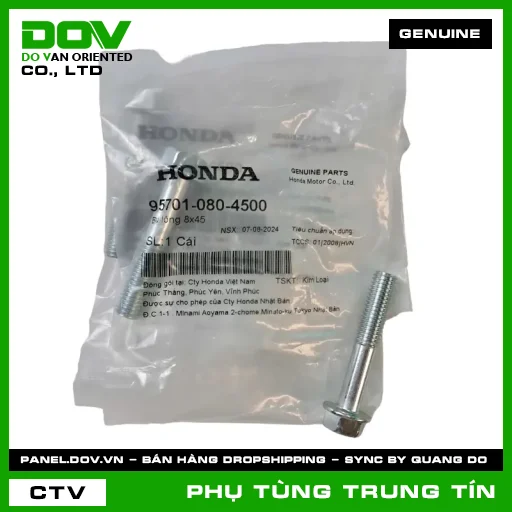 BU LÔNG 8X45 | 95701-080-4500 | HONDA (AIR BLADE 125, AIR BLADE 125/150, AIR BLADE 125/160, BLADE 110, CB150R, CB650R, CBR650R, DREAM 110, FUTURE 125, FUTURE NEO, LEAD 125, PCX, PCX 125, PCX 125/150, PCX 160, SH 125/150, SH 125/160, SH MODE, VARIO 160, WAVE 100, WAVE ALPHA, WAVE RSX 110) — 957010804500