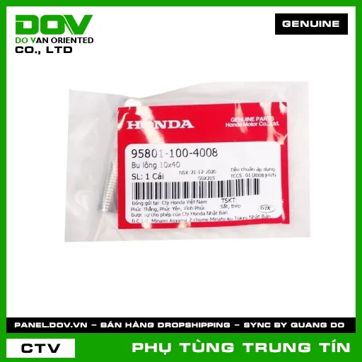 BU LÔNG 10X40 | 95801-100-4008 | HONDA (AIR BLADE 110, AIR BLADE 125, AIR BLADE 125/150, AIR BLADE 125/160, PCX) — 958011004008