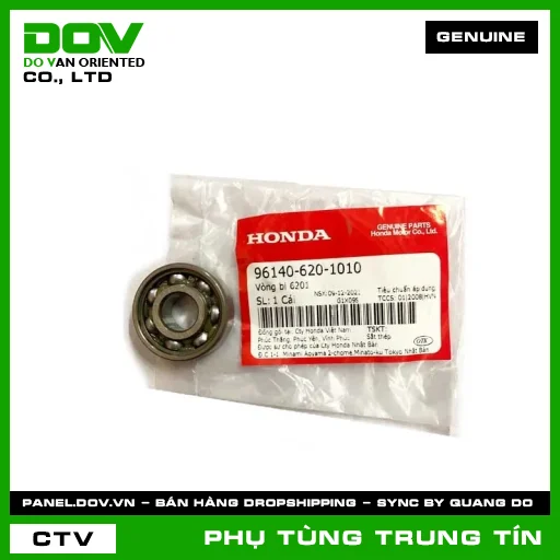 Vòng bi 6201 (1 mặt chắn bụi) | 96140-620-1010 | HONDA (DREAM 110, FUTURE NEO, WAVE 100, WAVE ALPHA, WAVE RSX 110) — 961406201010