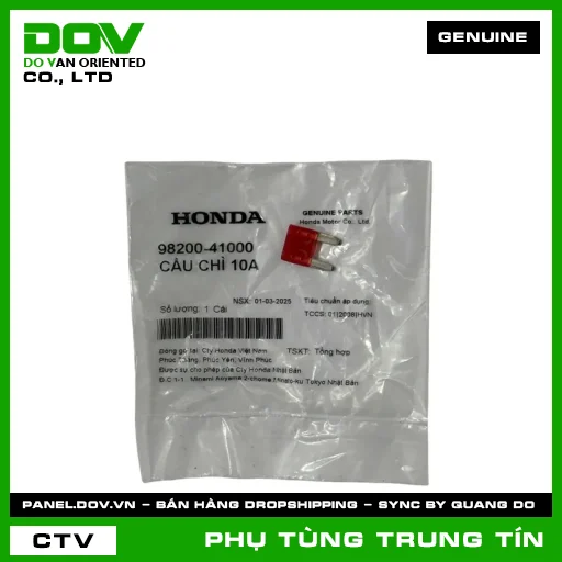CẦU CHÌ 10A | 98200-410-00 | HONDA (ADV350, AIR BLADE 110, AIR BLADE 125, AIR BLADE 125/150, BLADE 110, CB150R, CB300R, CB350 H'NESS, CLICK 110, DREAM 110, FUTURE 125, FUTURE NEO, GOLDWING, LEAD 110, LEAD 125, MSX 125, PCX, PCX 125, SH 125/150, SH 350, SH MODE, VISION 110, WAVE 100, WAVE ALPHA, WAVE ALPHA 110, WAVE RSX 110, WINNER 150, WINNER R, WINNER X) — 9820041000