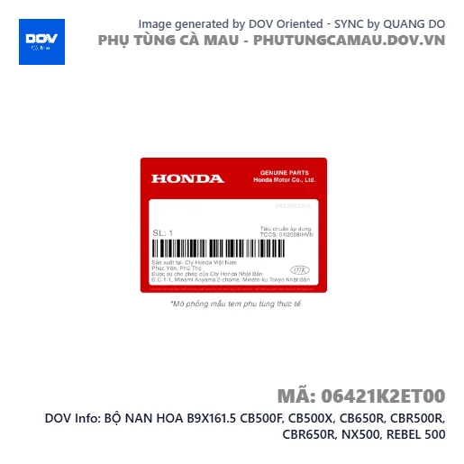 BỘ NAN HOA B9X161.5 CB500F, CB500X, CB650R, CBR500R, CBR650R, NX500, REBEL 500 — 06421K2ET00