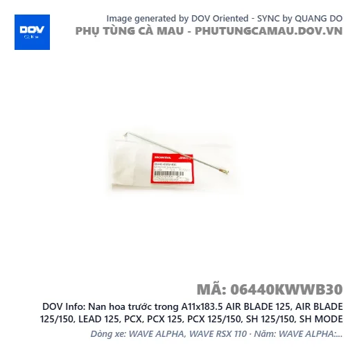 Nan hoa trước trong A11x183.5 AIR BLADE 125, AIR BLADE 125/150, LEAD 125, PCX, PCX 125, PCX 125/150, SH 125/150, SH MODE — 06440KWWB30