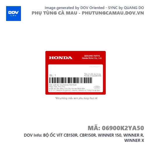 BỘ ỐC VÍT CB150R, CBR150R, WINNER 150, WINNER R, WINNER X — 06900K2YA50