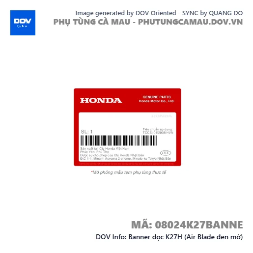 Banner dọc K27H (Air Blade đen mờ)  — 08024K27BANNE
