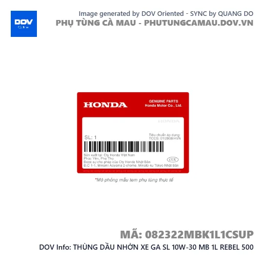 THÙNG DẦU NHỜN XE GA SL 10W-30 MB 1L REBEL 500 — 082322MBK1L1CSUP