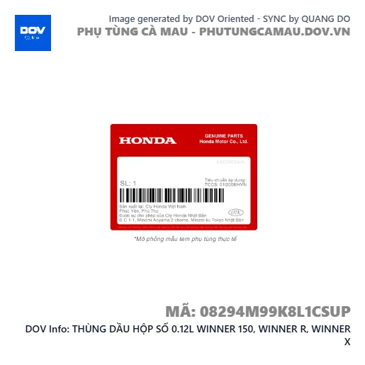 THÙNG DẦU HỘP SỐ 0.12L WINNER 150, WINNER R, WINNER X — 08294M99K8L1CSUP