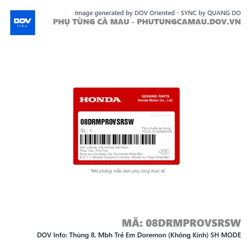 Thùng 8, Mbh Trẻ Em Doremon (Không Kính) SH MODE — 08DRMPROVSRSW