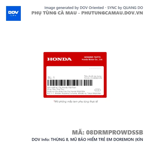 THÙNG 8, MŨ BẢO HIỂM TRẺ EM DOREMON (KÍN  — 08DRMPROWDSSB