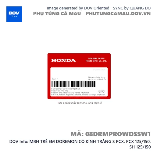 MBH TRẺ EM DOREMON CÓ KÍNH TRẮNG S PCX, PCX 125/150, SH 125/150 — 08DRMPROWDSSW1