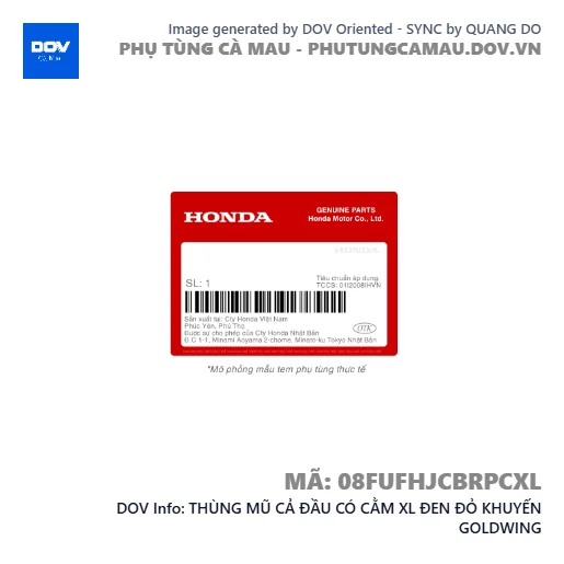 THÙNG MŨ CẢ ĐẦU CÓ CẰM XL ĐEN ĐỎ KHUYẾN GOLDWING — 08FUFHJCBRPCXL