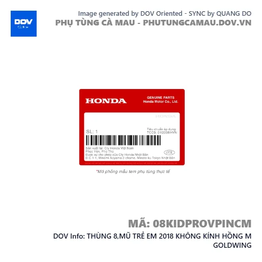 THÙNG 8,MŨ TRẺ EM 2018 KHÔNG KÍNH HỒNG M GOLDWING — 08KIDPROVPINCM