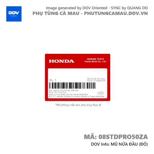 MŨ NỬA ĐẦU (ÐỎ)  — 08STDPRO50ZA