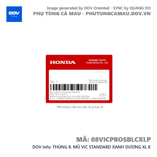 THÙNG 8, MŨ VIC STANDARD XANH DƯƠNG XL K  — 08VICPROSBLCXLP