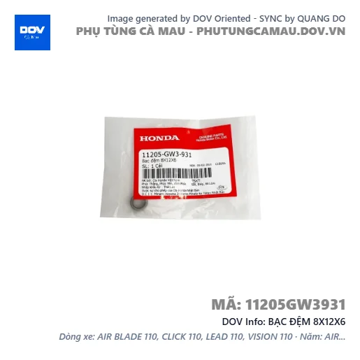 BẠC ĐỆM 8X12X6  — 11205GW3931