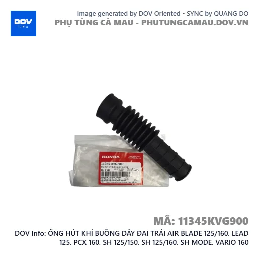ỐNG HÚT KHÍ BUỒNG DÂY ĐAI TRÁI AIR BLADE 125/160, LEAD 125, PCX 160, SH 125/150, SH 125/160, SH MODE, VARIO 160 — 11345KVG900
