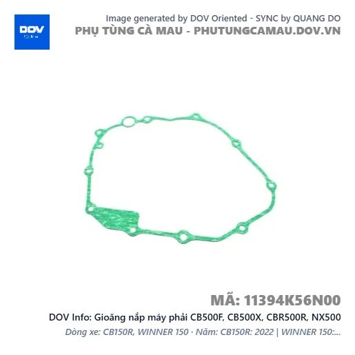 Gioăng nắp máy phải CB500F, CB500X, CBR500R, NX500 — 11394K56N00