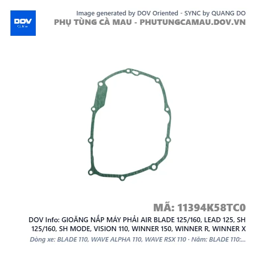 GIOĂNG NẮP MÁY PHẢI AIR BLADE 125/160, LEAD 125, SH 125/160, SH MODE, VISION 110, WINNER 150, WINNER R, WINNER X — 11394K58TC0