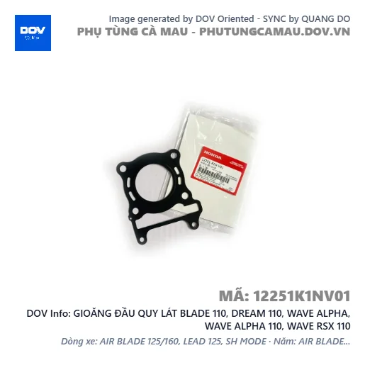 GIOĂNG ĐẦU QUY LÁT BLADE 110, DREAM 110, WAVE ALPHA, WAVE ALPHA 110, WAVE RSX 110 — 12251K1NV01
