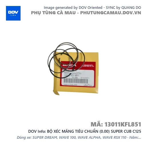 BỘ XÉC MĂNG TIÊU CHUẨN (0.00) SUPER CUB C125 — 13011KFL851