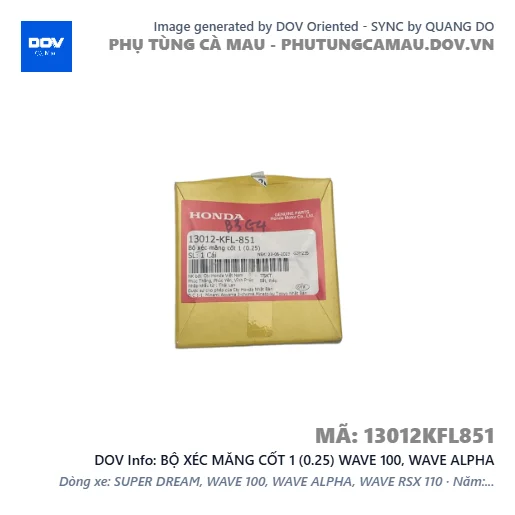BỘ XÉC MĂNG CỐT 1 (0.25) WAVE 100, WAVE ALPHA — 13012KFL851