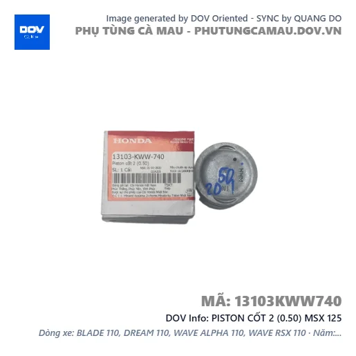 PISTON CỐT 2 (0.50) MSX 125 — 13103KWW740