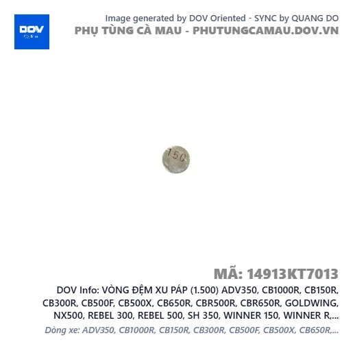 VÒNG ĐỆM XU PÁP (1.500) ADV350, CB1000R, CB150R, CB300R, CB500F, CB500X, CB650R, CBR500R, CBR650R, GOLDWING, NX500, REBEL 300, REBEL 500, SH 350, WINNER 150, WINNER R, WINNER X — 14913KT7013
