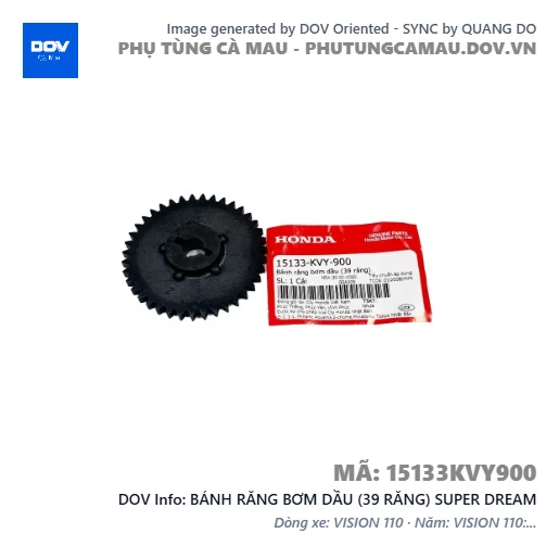 BÁNH RĂNG BƠM DẦU (39 RĂNG) SUPER DREAM — 15133KVY900