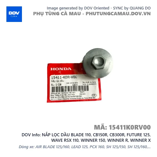 NẮP LỌC DẦU BLADE 110, CB150R, CB300R, FUTURE 125, WAVE RSX 110, WINNER 150, WINNER R, WINNER X — 15411K0RV00