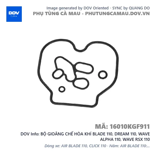 BỘ GIOĂNG CHẾ HÒA KHÍ BLADE 110, DREAM 110, WAVE ALPHA 110, WAVE RSX 110 — 16010KGF911