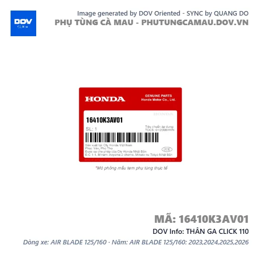 THÂN GA CLICK 110 — 16410K3AV01