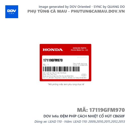 ĐỆM PHÍP CÁCH NHIỆT CỔ HÚT CB650F — 17119GFM970
