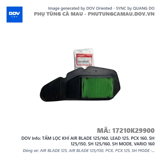 TẤM LỌC KHÍ AIR BLADE 125/160, LEAD 125, PCX 160, SH 125/150, SH 125/160, SH MODE, VARIO 160 — 17210K29900