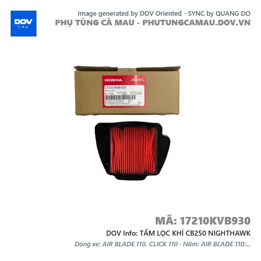 TẤM LỌC KHÍ CB250 NIGHTHAWK — 17210KVB930