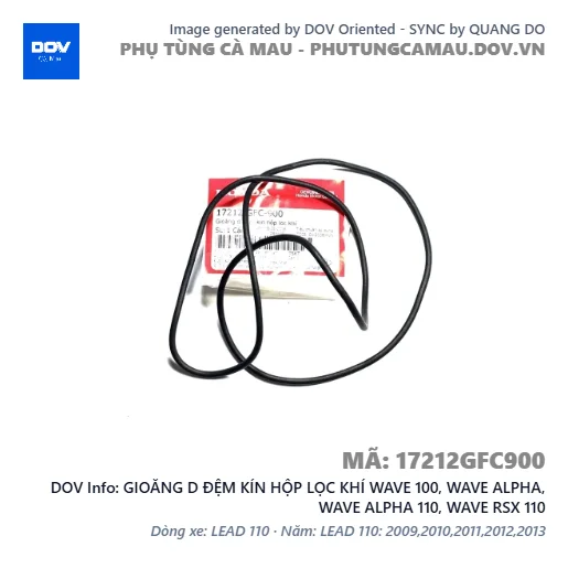 GIOĂNG D ĐỆM KÍN HỘP LỌC KHÍ WAVE 100, WAVE ALPHA, WAVE ALPHA 110, WAVE RSX 110 — 17212GFC900