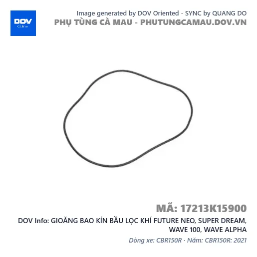 GIOĂNG BAO KÍN BẦU LỌC KHÍ FUTURE NEO, SUPER DREAM, WAVE 100, WAVE ALPHA — 17213K15900