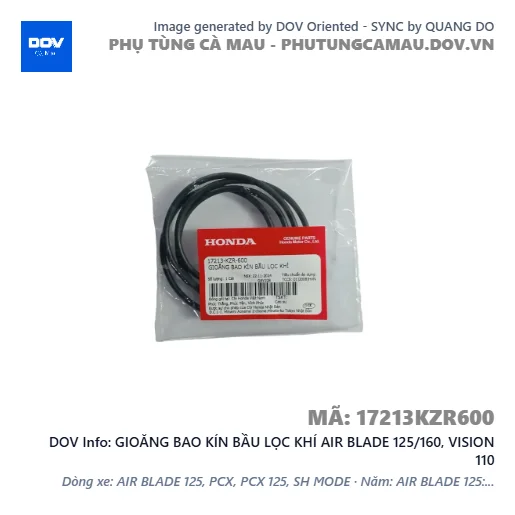 GIOĂNG BAO KÍN BẦU LỌC KHÍ AIR BLADE 125/160, VISION 110 — 17213KZR600