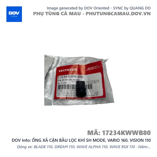 ỐNG XẢ CẶN BẦU LỌC KHÍ SH MODE, VARIO 160, VISION 110 — 17234KWWB80