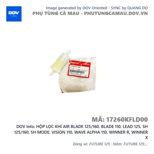 HỘP LỌC KHÍ AIR BLADE 125/160, BLADE 110, LEAD 125, SH 125/160, SH MODE, VISION 110, WAVE ALPHA 110, WINNER R, WINNER X — 17260KFLD00