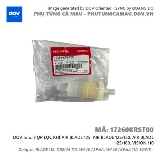 HỘP LỌC KHÍ AIR BLADE 125, AIR BLADE 125/150, AIR BLADE 125/160, VISION 110 — 17260KRST00