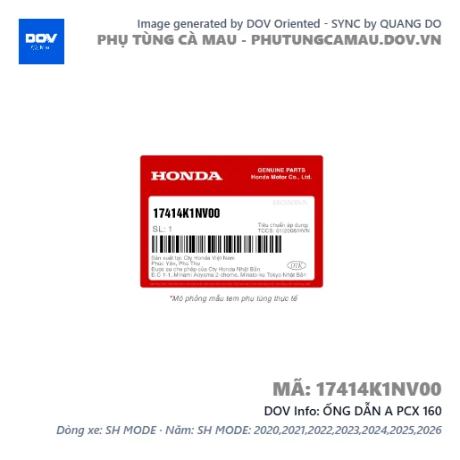 ỐNG DẪN A PCX 160 — 17414K1NV00