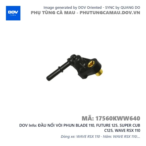 ĐẦU NỐI VÒI PHUN BLADE 110, FUTURE 125, SUPER CUB C125, WAVE RSX 110 — 17560KWW640