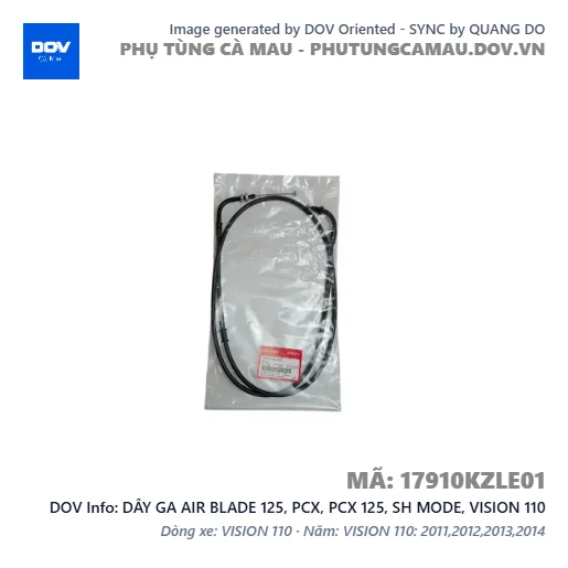 DÂY GA AIR BLADE 125, PCX, PCX 125, SH MODE, VISION 110 — 17910KZLE01