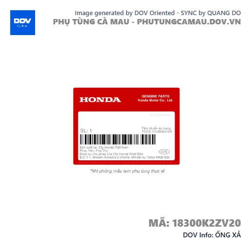 ỐNG XẢ  — 18300K2ZV20