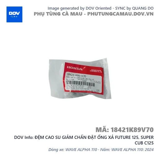 ĐỆM CAO SU GIẢM CHẤN ĐẶT ỐNG XẢ FUTURE 125, SUPER CUB C125 — 18421K89V70