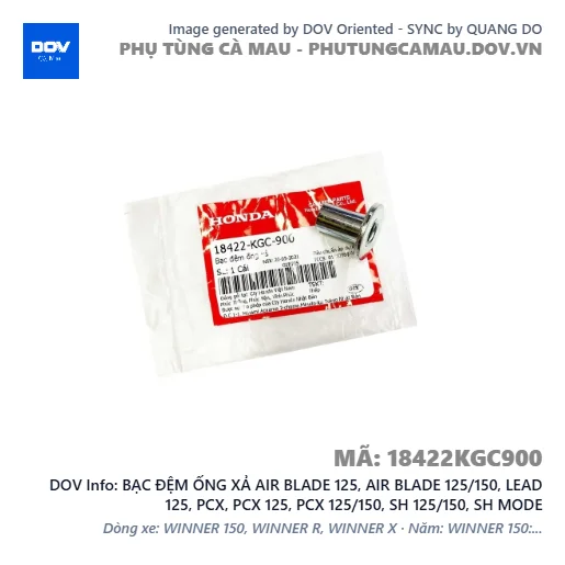 BẠC ĐỆM ỐNG XẢ AIR BLADE 125, AIR BLADE 125/150, LEAD 125, PCX, PCX 125, PCX 125/150, SH 125/150, SH MODE — 18422KGC900
