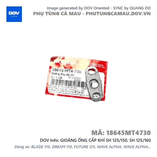 GIOĂNG ỐNG CẤP KHÍ SH 125/150, SH 125/160 — 18645MT4730