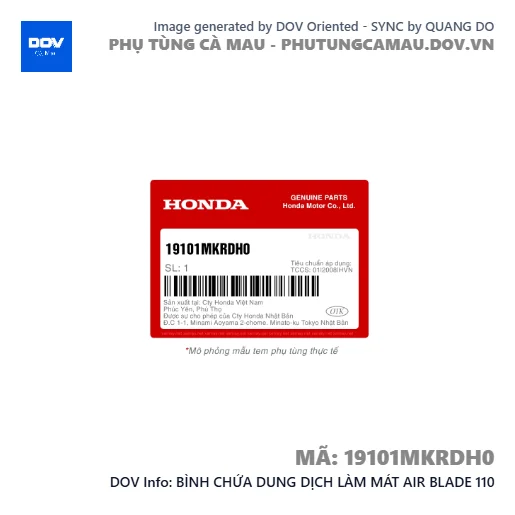 BÌNH CHỨA DUNG DỊCH LÀM MÁT AIR BLADE 110 — 19101MKRDH0