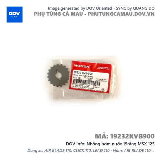 Nhông bơm nước 19răng MSX 125 — 19232KVB900
