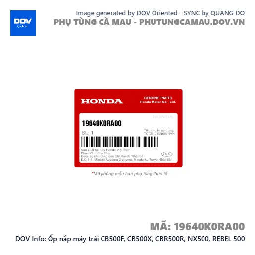 Ốp nắp máy trái CB500F, CB500X, CBR500R, NX500, REBEL 500 — 19640K0RA00