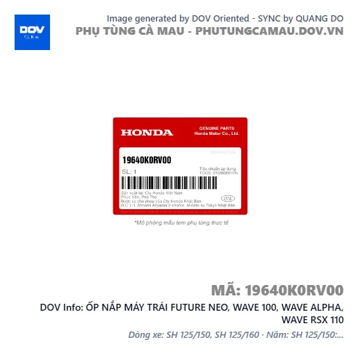 ỐP NẮP MÁY TRÁI FUTURE NEO, WAVE 100, WAVE ALPHA, WAVE RSX 110 — 19640K0RV00